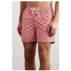 Straight-Leg Mid-Length Printed Swim Shorts Size Small T1188